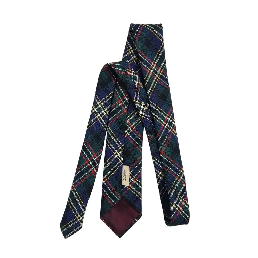 Classic Tartan Plaid Men Neck Tie Made in Scotland New Wool Academia Green